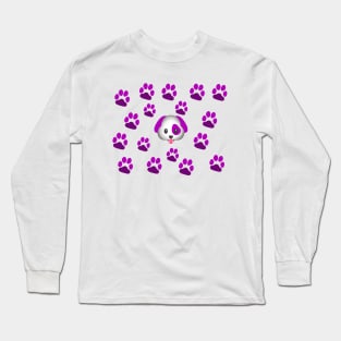 Dog Purple Paw Long Sleeve T-Shirt